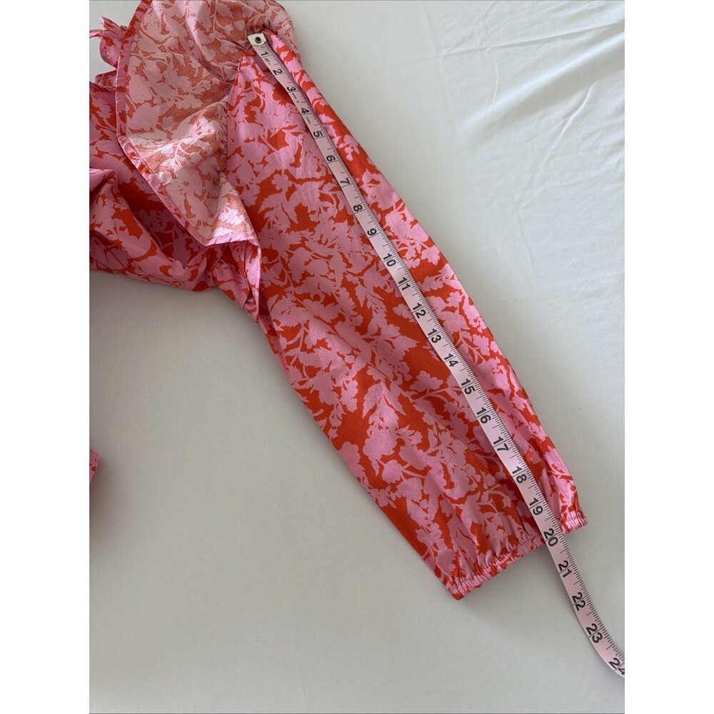 Sugarlips Sunset Floral Sammy Ruffle Top Drop Waist Dress Womens L Pink Warm Red - Picture 10 of 15